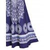 Bohemian Dress Ethnic Flower Print Midi Dress Sleeveless Summer A Line Cami Dress - BLUE XXL