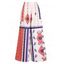 Pantalon Palazzo Fluide Floral Bohémien à Jambes Larges - Blanc L