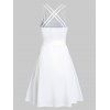 Robe d'Eté à Bretelle Croisée Ceinturée Style Bohémien - Blanc L