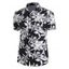 Allover Floral Print Button Up Shirt - BLACK XL