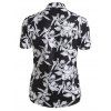 Allover Floral Print Button Up Shirt - BLACK XL