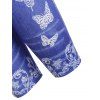Legging Court à Imprimé Papillon Fleur - Bleu L