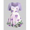 T-shirt Floral Grande Taille - Violet clair 3X | US 22-24