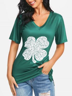 Leaf Print Slit Side Tunic T-shirt