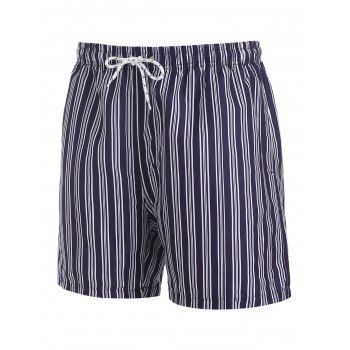 

Drawstring Sailor Striped Board Shorts, Deep blue