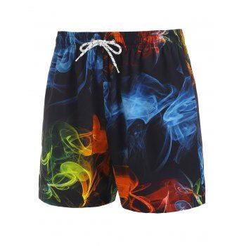 

Ombre Drawstring Pocket Board Shorts, Multicolor