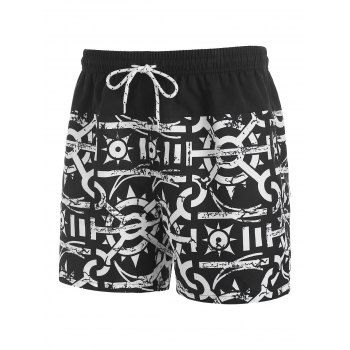 

Drawstring Logomania Print Beach Board Shorts, Black