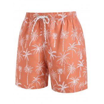 

Coconut Tree Print Board Shorts, Dark orange