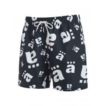 

Letter Print Logomania Drawstring Board Shorts, Deep blue