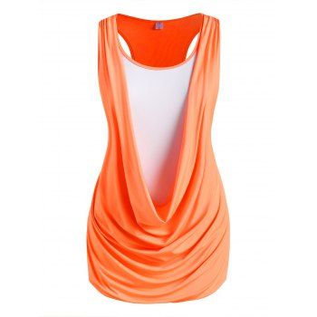 

Plus Size Cowl Neck Faux Twinset Tank Top, Orange