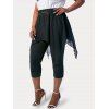 Pantalon Court Superposé Anneau en D de Grande Taille en Mousseline - Noir 3X