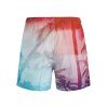 Ombre Palm Tree Drawstring Board Shorts - multicolor XXL