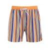 Drawstring Stripe Print Vacation Shorts - DARK ORANGE XL