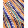 Drawstring Stripe Print Vacation Shorts - DARK ORANGE XL