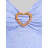 T-shirt Cœur en Blocs de Couleurs à Epaule Dénudée de Grande Taille avec Nœud Papillon - Pourpre 3X | US 22-24