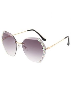 Rimless Irregular Frame Rhinestone Sunglasses