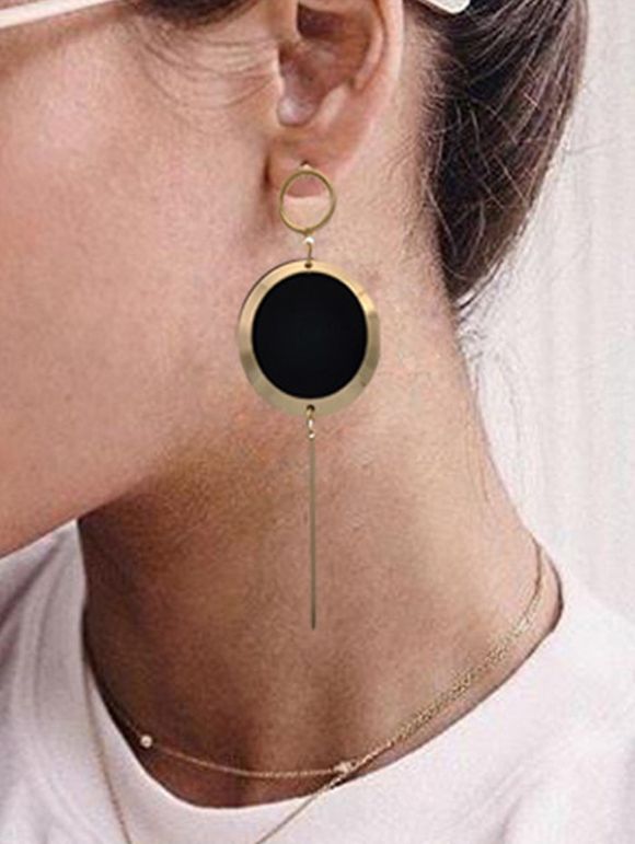 Boucles D'Oreilles Pendantes Longues Rondes en Blocs de Couleurs - d'or 