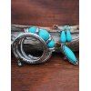 Ethnic Retro Faux Turquoise Ring and Earrings and Bracelet Set - LIGHT BLUE 