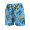 Baroque Tropical Leaf Print Board Shorts - BLUE XXL