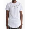 T-shirt Zippé Losange à Ourlet Courbe - Gris Foncé L