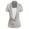 T-shirt Drapé Bicolore de Grande Taille - Gris Clair L