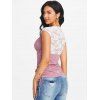 Plunge Lace Panel Cinched Tank Top - LIGHT PINK XXXL