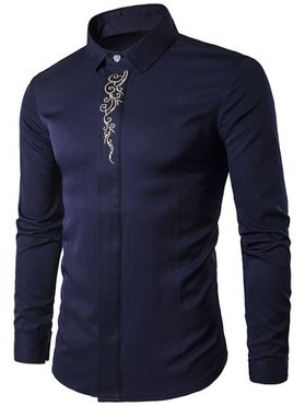 Embroidery Button Up Long Sleeve Shirt