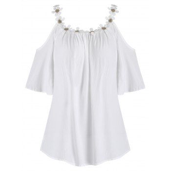 

Plus Size Guipure Cold Shoulder Tee, White