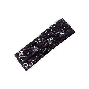 

Halloween Skull Pumpkin Print Twisted Headband, Black