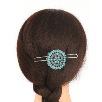 Vintage Faux Turquoise Flower Pattern Hair Pin