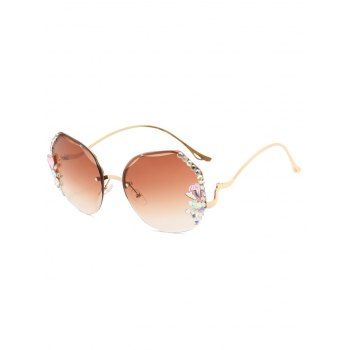 Outdoor Ombre Rhinestone Rimless Irregular Frame Sunglasses