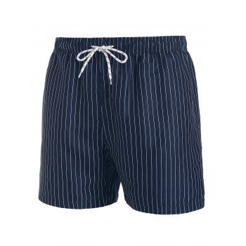 

Pinstriped Drawstring Board Shorts, Deep blue