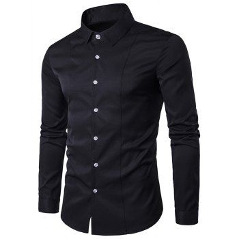 

Button Up Long Sleeve Business Shirt, Black