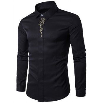 Embroidery Button Up Long Sleeve Shirt dresslily imagine noua 2022