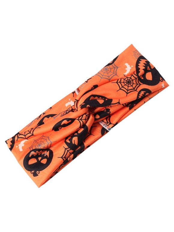 Bandeau D'Halloween Tordu à Imprimé Crâne Citrouille - Orange Foncé 