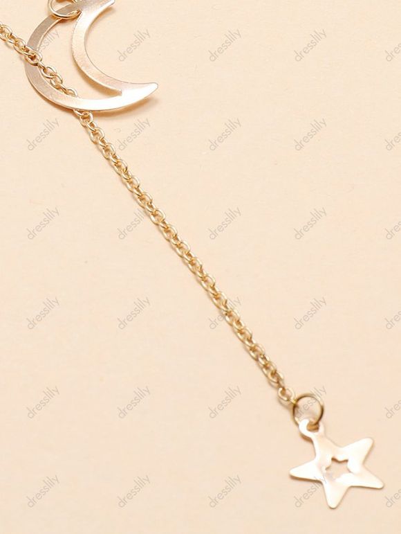 Collier Pendant Chaîne Etoile Lune en Alliage - d'or 