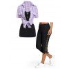 Ensemble de Blouse à Carreaux et Legging Capri à Lacets - multicolor S