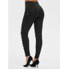 Ensemble de T-shirt Drapé Bicolore et Legging à Taille Haute - multicolor M