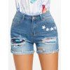 Moon Sun Star Ombre Cami Top and Ripped Denim Shorts Outfit - multicolor S