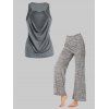 Ensemble de Haut Drapé Découpé Chiné et de Pantalon Evasé Cintré - Gris Foncé M