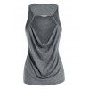 Cut Out Draped Tank Top And Cinched Space Dye Bell Pants Outfit - DARK GRAY M