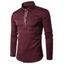 Chemise Boutonnée Brodée à Manches Longues - Rouge Vineux XXL