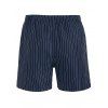 Pinstriped Drawstring Board Shorts - DEEP BLUE XXL