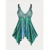 Plus Size & Curve Striped Handkerchief Tankini Swimsuit - LIGHT GREEN 5X