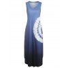 Tie Dye Print Side Slit Trapeze Dress - DEEP BLUE M
