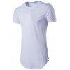 T-shirt Zippé Fendu en Couleur Unie à Ourlet Courbe - Blanc XL