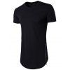 T-shirt Zippé Fendu en Couleur Unie à Ourlet Courbe - Noir XL