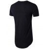 T-shirt Zippé Fendu en Couleur Unie à Ourlet Courbe - Noir XL