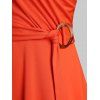 Colorblock Tiered A Line Dress Surplice Crossover V Neck O Ring Cami Dress Adjustabel Straps Sleeveless Dress - ORANGE M