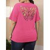 T-shirt Néon Papillon Coupe Au Laser de Grande Taille - Rose clair 1XL